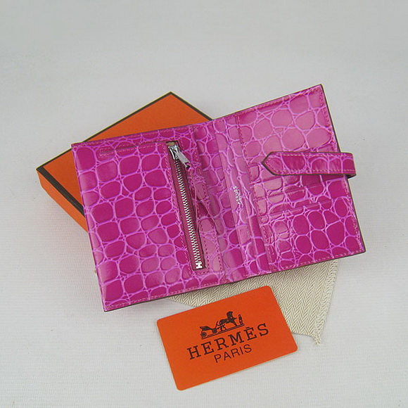 Cheap Replica Hermes Pink Crocodile Veins Wallet H006